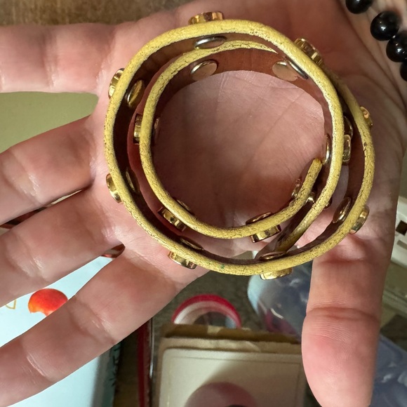 Tory Burch leather bracelet with gold studs. - Picture 4 of 5